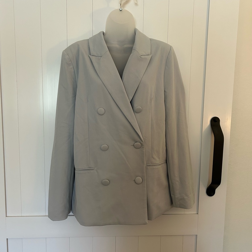 Crescent Gray Double-Breasted Blazer